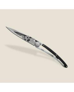 Deejo Pocket Knife - Tattoo Black Ebony wood Skull - 37g