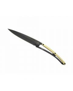 Deejo Pocket Knife - Black Titanium Yellow Gold Gilded - 37g